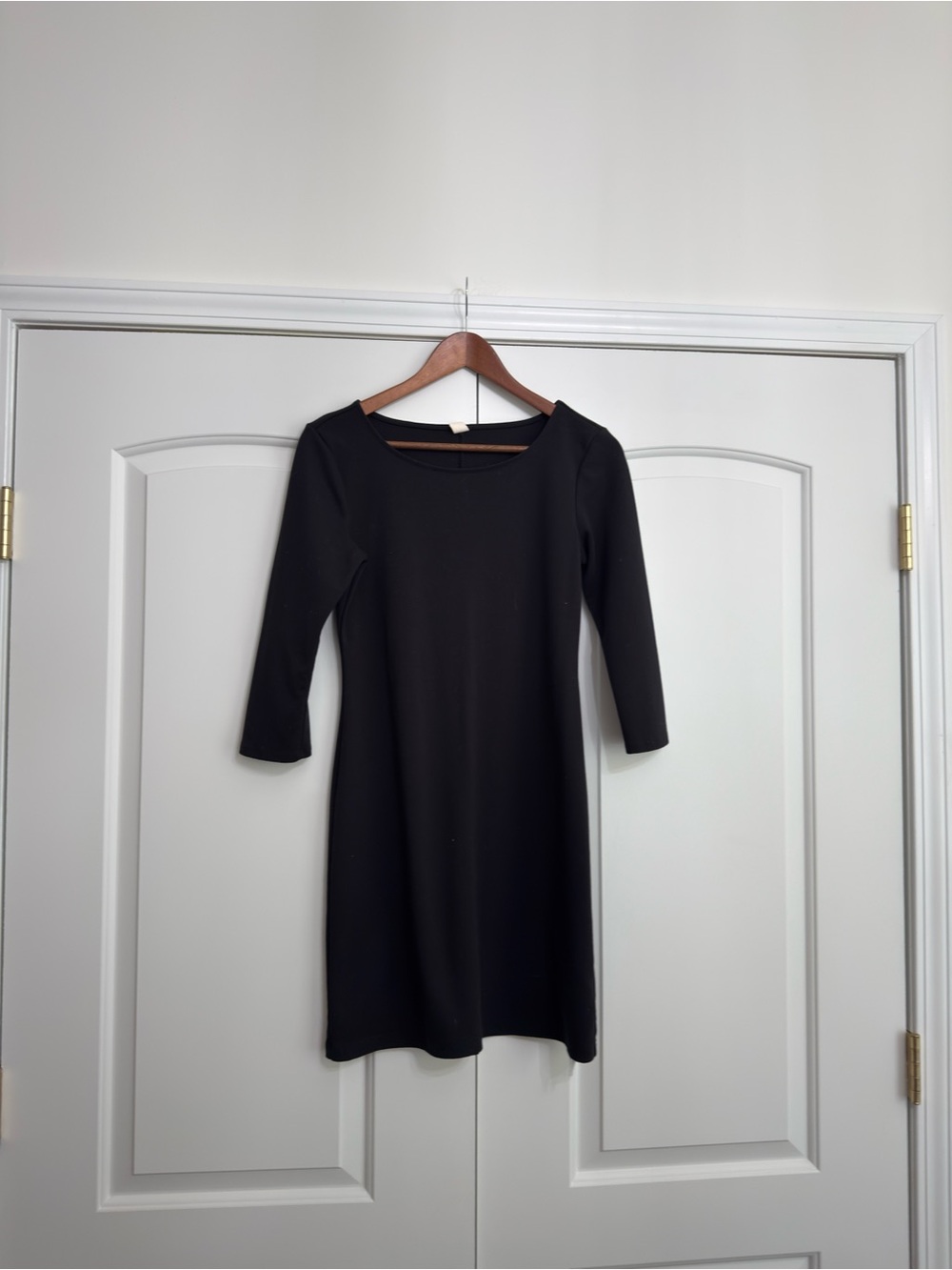 Black Sheath Dress with Three-Quarter Sleeves